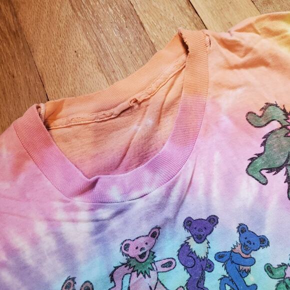 Vintage 1989 Single Stitch Tie Dye Classic Grateful Dead Bear Graphic T Shirt - Picture 7 of 15